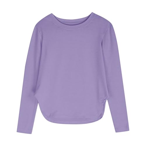 Girls Yoga Loose Tshirts Fall Clothes for Kids Athletic Soft Solid Slim Crewneck Shirt Light Thin Dance Running Tops3