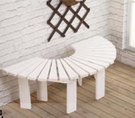 Curved Wooden Outdoor Bench - Solid Wood Slatted Fan-Shaped Garden Seat, Backless Patio Half-Round Park Bench for Courtyard & Tree Area (Color: Grey)