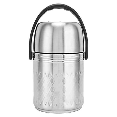 Fiambrera Aislada de Acero Inoxidable, Contenedor Térmico de Mano Iger de Múltiples Capas, Capacidad de 1,5 L con 3 Compartimentos para Sopas, Verduras, Arroz, Hogar, Oficina,