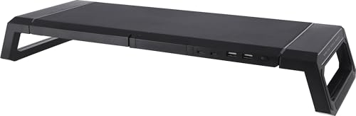 不二貿易 モニタースタンド 卓上 LEDライト付き USB Type-A Type-C 搭載 キーボード収納 小物置き PC台 ディスプレイ台 ゲーミング ステルス ブラック 84999