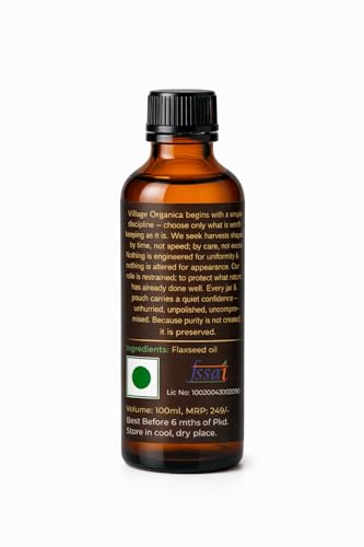 Image of Village-Organica Cold Pressed Flaxseed (Alsi) Oil | 1000 ml | Family Value Pack | Cold Pressed Linseed Oil | Omega-3 Powerhouse in Food-Grade Tin Can