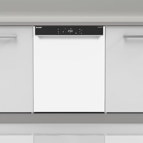 Sharp QW-NA3YU42AW-DE Geschirrspüler Unterbau 60 cm, 14 Maßgedecke, A, 42 dB, Turbo-Trocknung, QuickWash 14’, SteamWash, AutoDoor, EcoBox, Edelstahl