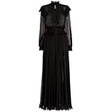 OWEIEYEU Vestido largo de manga larga con volantes y cintura elástica para mujer, color negro, Negro, XXL