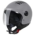 VINZ Como Casco Jet con Visiera ECE 22.06 Certificato | Per scooter, moto e Vespa | Uomo E Donna | nelle taglie dalla XS-XL| Disponibile in quattro colori - Titanio