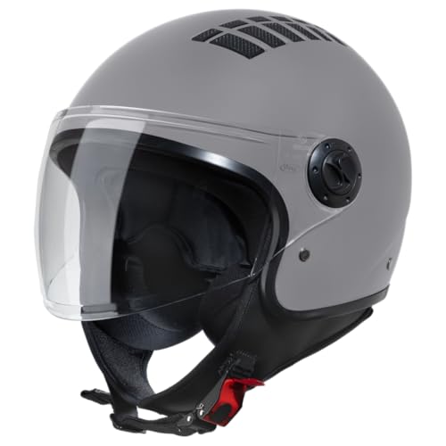 VINZ Como Jethelm mit Visier ECE 22.06 Zertifiziert | Roller Helm Mopedhelm Für Motoroller & Vespa | Herren & Damen | Motorradhelm in XS-XL | Erhältlich in 4 Farben - Titanium