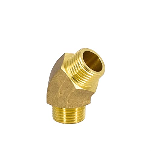 Codo de latón BSPP 1-1/2 de 45 grados macho-macho para tuberías de agua y gas 6