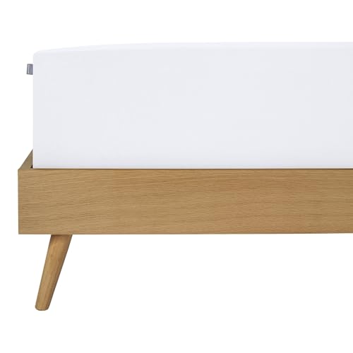 Schiesser Spannbettlaken Elli aus 97% Baumwolle und 3% Elasthan für hohe Matratzen und Boxspringbetten, Farbe:Weiß, Größe:100 cm x 200 cm