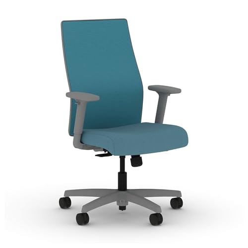 Image of HON Ignition 2.0 Mid‑Back Ergonomic Office Chair, Mesh Task Desk Chair with Lumbar Support, Standard Synchro‑Tilt, Height and Width Adjustable Arms, Titanium Frame, Sky