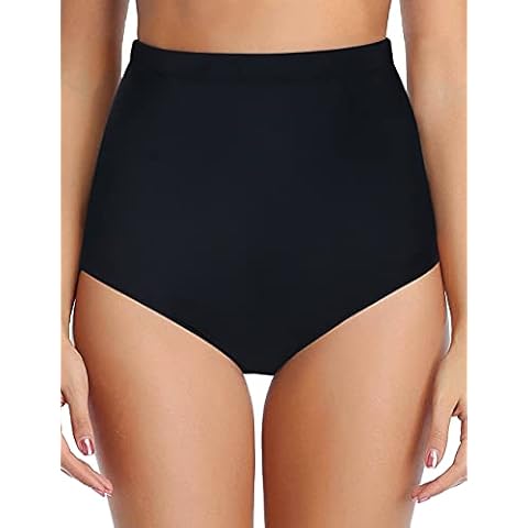 Firpearl Women's Swim Bottom Ultra High Waisted UPF50+ Swimsuit Bikini Brief - Blue - 10 Cover