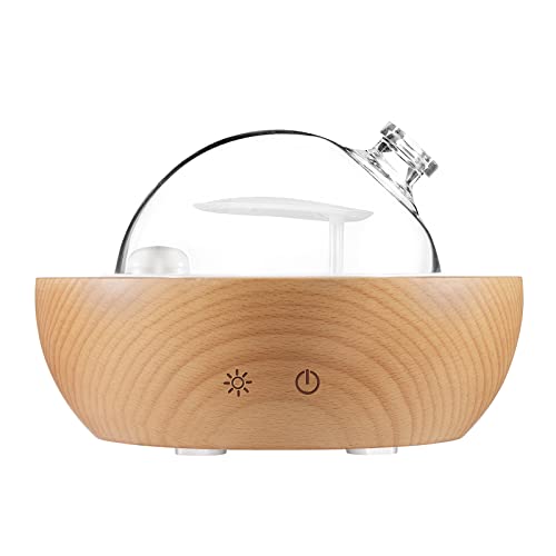 Kakoda Glass Essential Oil Diffuser Real Wood Base The 2025 Upgrade Aromatherapy Diffuser Aroma Diffuse Humidifier LED Light in 7 ColorsSuitable for Home Office BedroomNon-Glass Reservoir