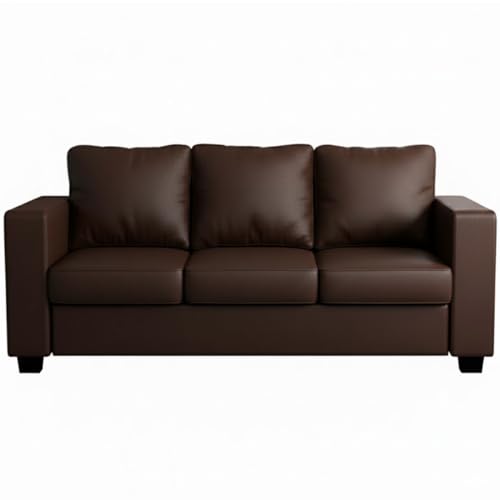 Image of Furny Harrie 3 Seater Leatherette Sofa Set (Brown) | Soft Velvet Fabric | Modern Design | Comfortable Seating | Living Room Furniture