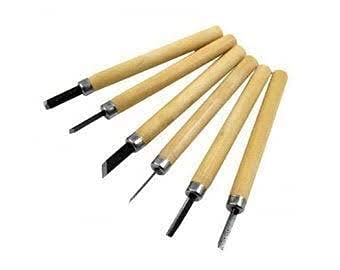 Levin Hand Wood Carving Chisels Knife for Basic Woodcut Working DIY Hand Tool 6 Pcs/Set, 16 cm
