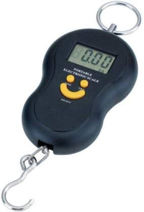 Grab Express Portable Electronic Smiley Mini Digital Scale Kitchen Scale Hanging Luggage Weighing Scale LCD Display with Green Background Light (Assorted Color)