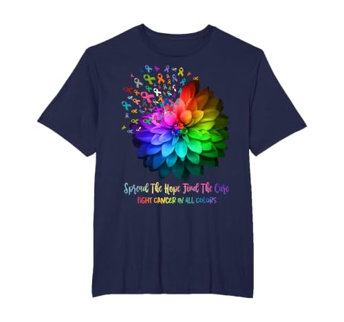 Fight Cancer in Spread The Hope Find a Cure T-Shirt, Men's Big and Tall, Navy Blue, 3X Tall