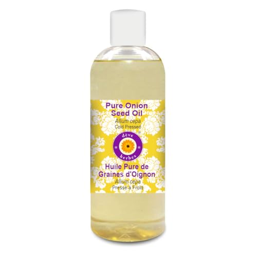 Image of Deve Herbes Pure Onion Seed Oil (Allium cepa) | Cold Pressed | Natural | Undiluted | For Diluting Essential Oils | For Hair, Skin & Massage | Men & Women | 200ml