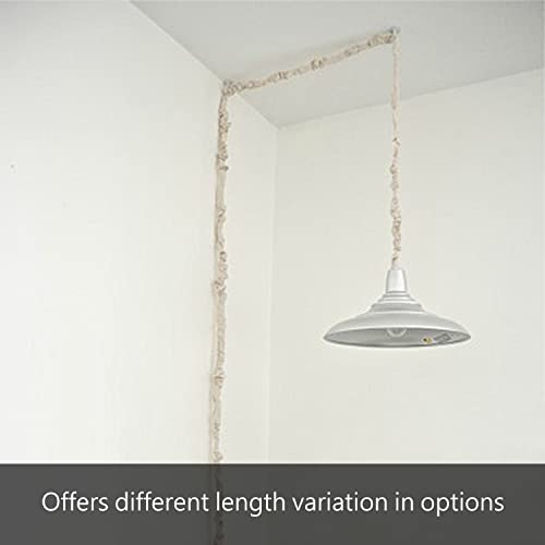 Image of Aspen Creative 15001-21, 6' White Burlap Texture Fabric Cord & Chain Cover, Easy to Install for Lighting Fixture, Cable Management, Lamp Wire Cover