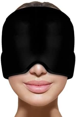 Headache Relief Hat Migraine Ice Head Wrap Ice Packs for Injuries Reusable Migraine Relief Cap Wearable Compressed Therapy Headache Relief for Migraines Tension Sinus Fever Stress Relief (1 Black)