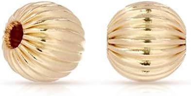 14Kt Gold Filled 5.0mm Straight Corrugated Bead 1.5mm Hole- 10pcs (4442)/1