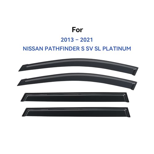 Image of Window Visors Rain Guards for 2013-2021 Nissan Pathfinder, Out-Channel Window Vent Wind Deflectors Visors Shades for 13-21 Pathfinder S SV SL Platinum