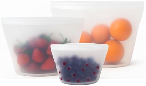 Reusable Silicone Food Storage Bags (3-pack) – Leakproof, Freezer...