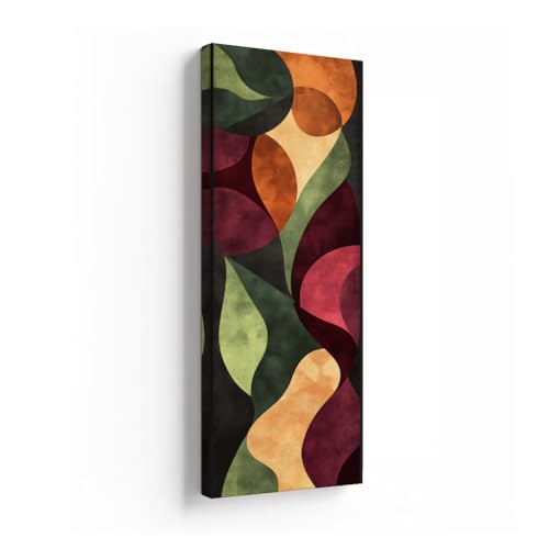 Abstract Fluid Organic Canvas Art | Textured Mid Century Modern Print | Biophilic Wall Art For Living Room Long Vertical Decor 20x60