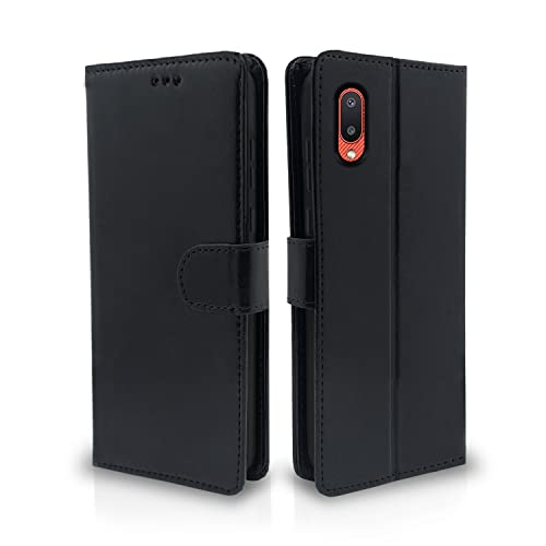 Outlouders Flip Cover for Samsung Galaxy M02 | Leather Finish | Card Slots | Wallet Stand | Shockproof Protection Flip Case (Black)