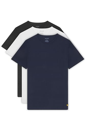 Image of Lyle & Scott Mens Maxwell Basic T-Shirt - White/CharcoalMarl/Peacoat - S