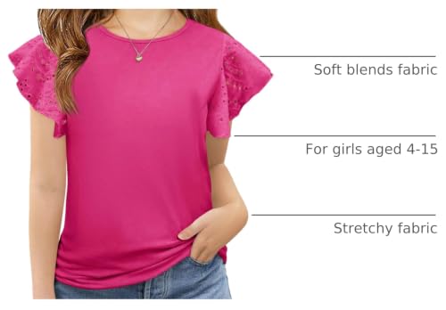 Image of Imily Bela Girls Ruffle Sleeve Shirts Crewneck Eyelet Tops 4-15 Years