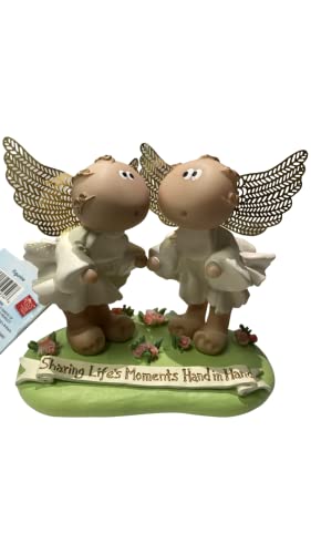 3" Angle Cheeks by Russ Berrie Angel Figurine Sharing Life's Moments, Hand in Hand