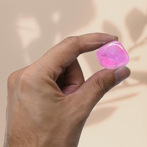 Image of Certified Rose Aura Quartz Crystal Healing Tumbled Stone, Natural Polished Crystals for DIY Crafts, Manifestation, Meditation, Pooja Feng Shui and Reiki Healing (30 Grams)