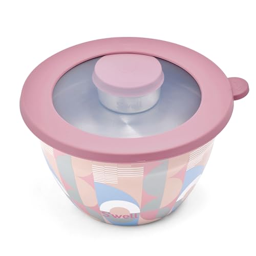 Swell Stainless Steel Salad Bowl Kit 64oz Dusty Pink Daydream Comes with 2oz Mini Canister and Removable Tray for Organization Leakproof Easy to Clean Dishwasher Safe