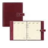 Filofax Malden Organizer, A5 Size, Burgundy - Tactile, Full-Grain Buffalo Leather, Six Rings, Cotton Cream Week-to-View Calendar Diary, Multilingual, 2025 (C021703-25)