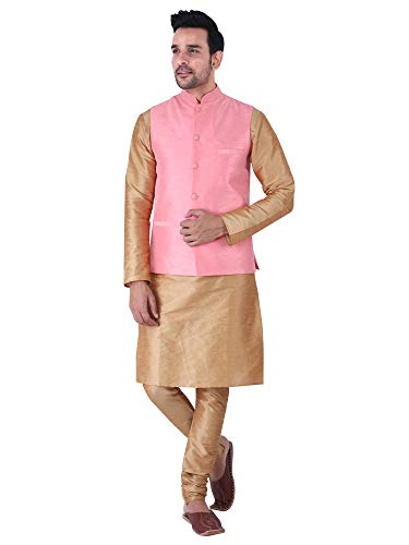 Image of Sadree Silk Men's Kurta Pajama Waistcoat or Nehru Jacket Set