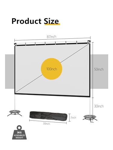 Pantalla de proyección con soporte 100 pulgadas miniatura 2