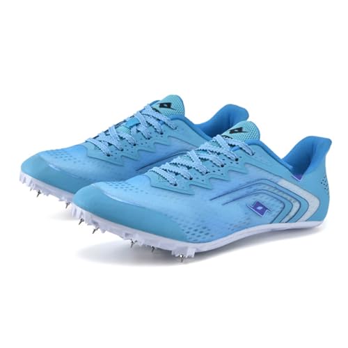 Boys Athletic Sneakers for Track and Field Competition Running Shoes with Cleats for Young Athletes (Blue, 12-12.5 Years)