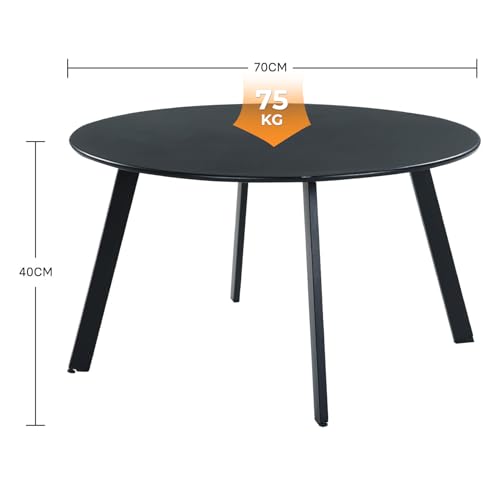 Grand patio Coffee Table Side Table Round End Table for Outdoor 70CM X 70 CM Lightweight Beside Table for Garden Terrace Living Room Office Outdoor Indoor Balcony -Black - Image 3