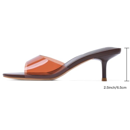 Image of Mostrin Kitten Heels for Women Pointed Toe Vintage Mules Heels Sexy Slip on Stiletto Backless Sandals for Party Wedding Daily