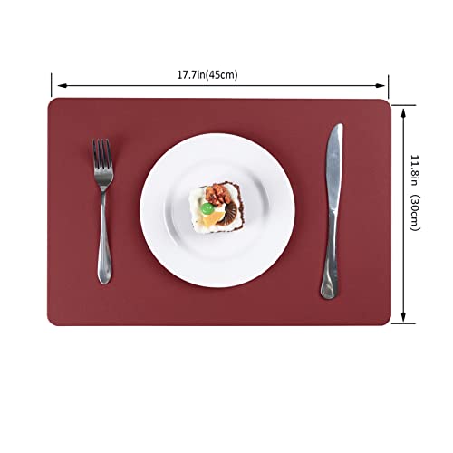 Vinjiasin Tischsets aus rotem Leder, für Innen- und Außenbereich, Küche, Esstisch, wasserdicht, abwischbar, hitzebeständig… – Ansicht 4