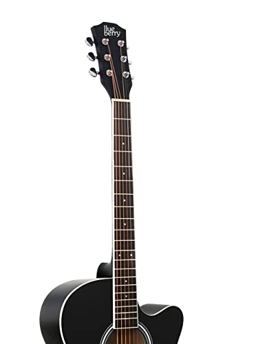 Image of BLUEBERRY B-40EQ-GL, Electro Acoustic Electric Guitar Kit with inbuilt Trussrod, Rosewood Fretboard & bridge with 4 Band EQ-7545R Piezo Pickup Guitar Preamp Amplifier Equalizer Tuner (Black)
