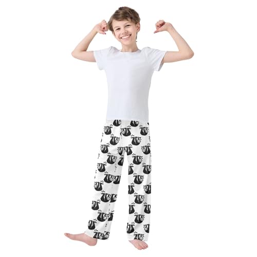 ZZXXB Black Sloth Boys Long Pants Soft Trousers Elastic Waist Kids Lounge Bottoms with Pockets S-XL2