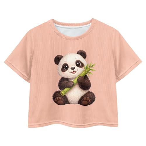 Image of Girls Fashion Crewneck Tee Shirts Casual Short Sleeve Crop Top Summer Outfits 5-14 Year