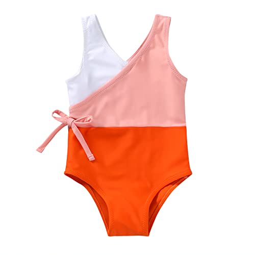 Image of YOUNGER TREE Toddler Girl One Piece Swimsuit Color Block Stripe Swimwear Summer Beach Bathing Suit 12M-5T