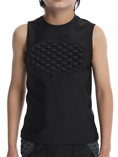 Yeahdor Kids Boys Goalkeeper Soccer Jersey Padded Baseball Chest Protector Shirt Protective Tank Tops Vest Black 4-7 Years2