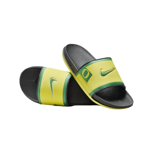 Nike College Offcourt (Oregon) Slides (FN4310-700, Yellow Strike/Dark Smoke Grey/Apple Green)