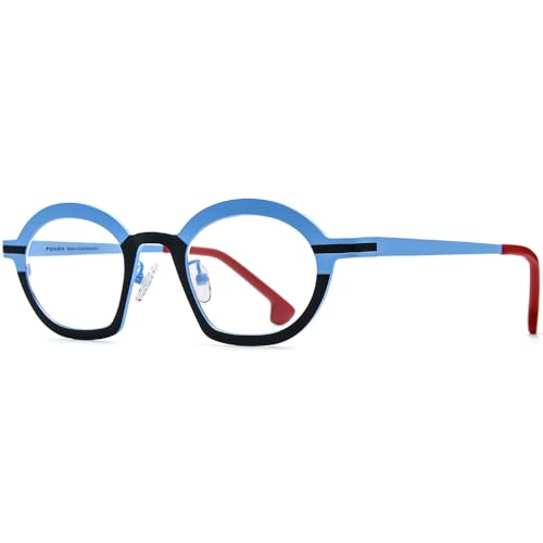 Image of FONEX Colorful Pure Titanium Glasses Frame Women Retro Round Eyeglasses