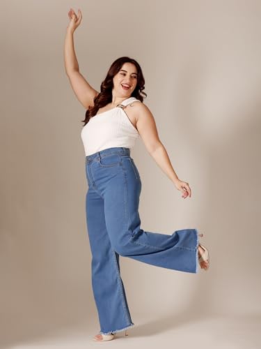 Image of Miss Chase A+ Women's Wide-Leg High Rise Regular-Length Stretchable Denim Jeans