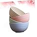KICHOUSE 4pcs Wheat Straw Mixing Bowls Round Salad and Food Bowls for Home Kitchen Use for Soup Porridge and More Functional and Practical for All Occasions