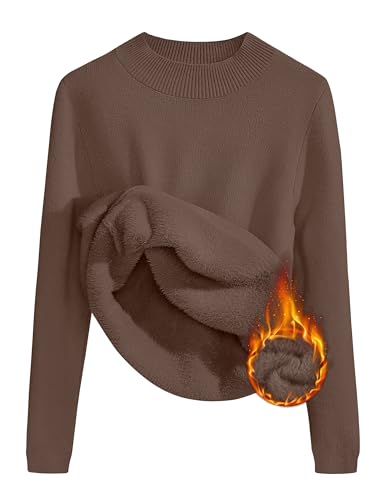 ZESICA Women's Fleece Sherpa Lined Sweater 2025 Winter Thermal Shirts