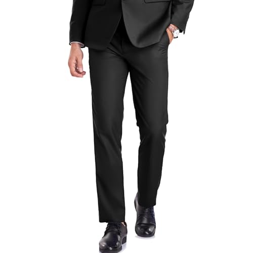 Mens Dress Pant Slim Fit Flat Front Pants for Men Classic Fit Hidden Expandable Waist Golf Men Suit Pants for Work2