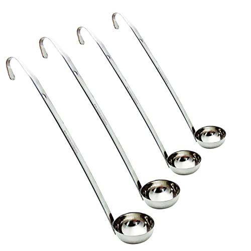 4 Pieces Stainless Steel Soup Ladle Metal Handle Ladle with Pouring Rim,1oz/2oz/3oz/4oz Set Ladles for Cooking Soup Sauce
